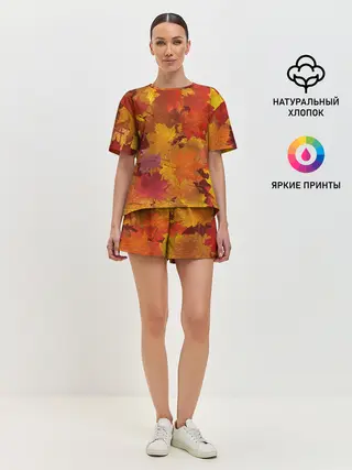 Женская пижама с шортами / Осенние листья