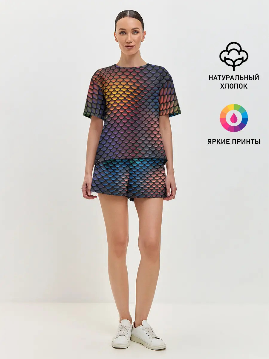Женская пижама с шортами / Радужная чешуя