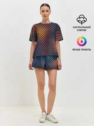 Женская пижама с шортами / Радужная чешуя