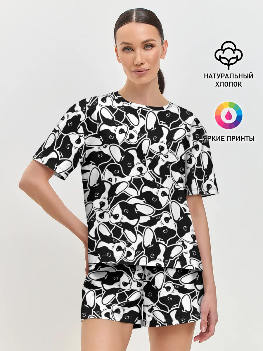 Женская пижама с шортами / Забавные собаки