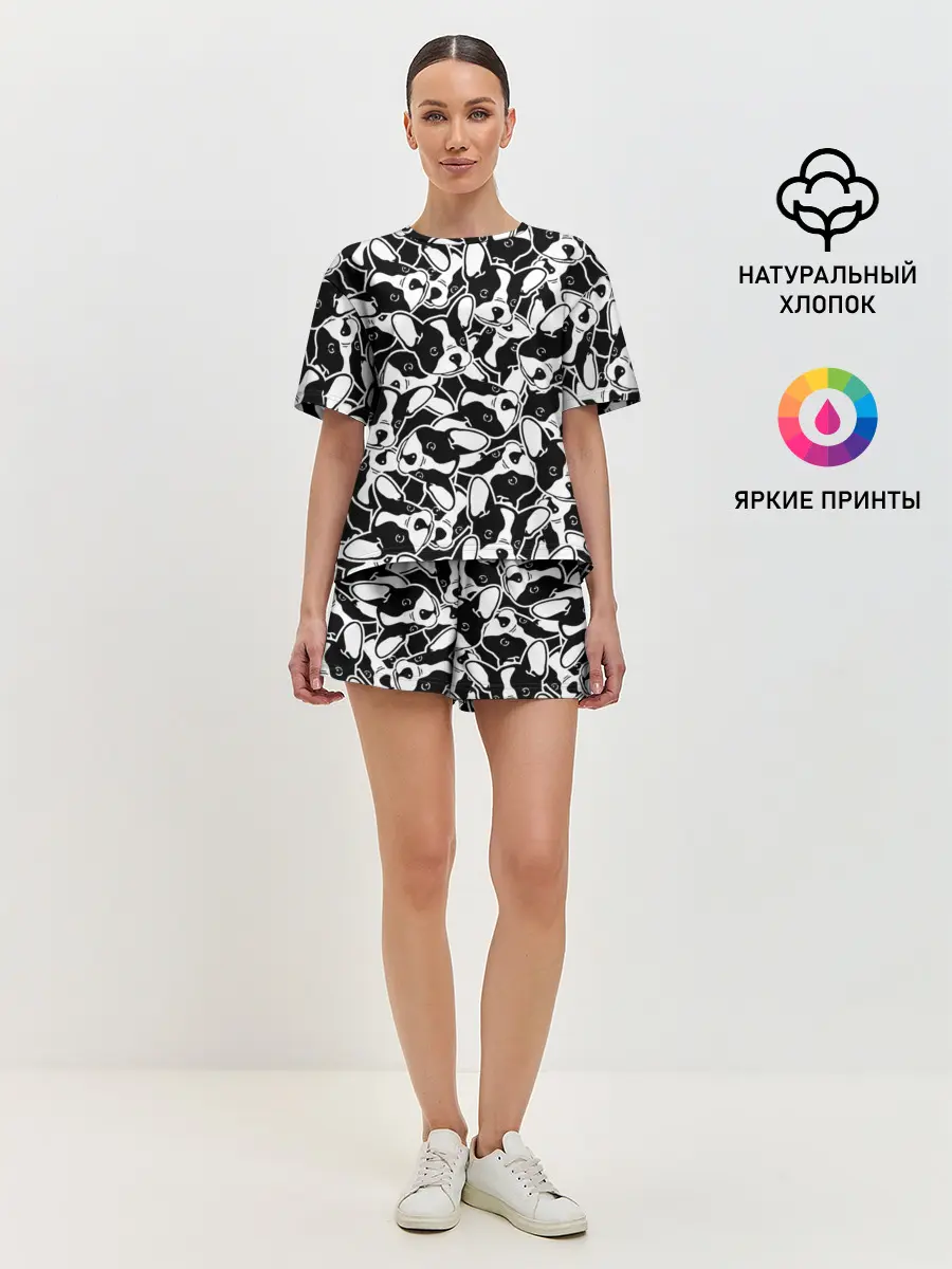 Женская пижама с шортами / Забавные собаки