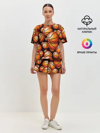 Женская пижама с шортами / Баскетбольные мячи