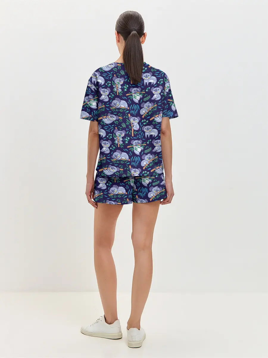 Женская пижама с шортами / Фиолетовые коалы