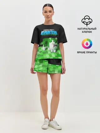 Женская пижама с шортами / Minecraft EARTH - Котик