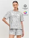 Женская пижама с шортами / Белые цветы