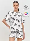 Женская пижама с шортами / Французские бульдоги в очках
