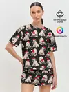 Женская пижама с шортами / Новогодние мопсы