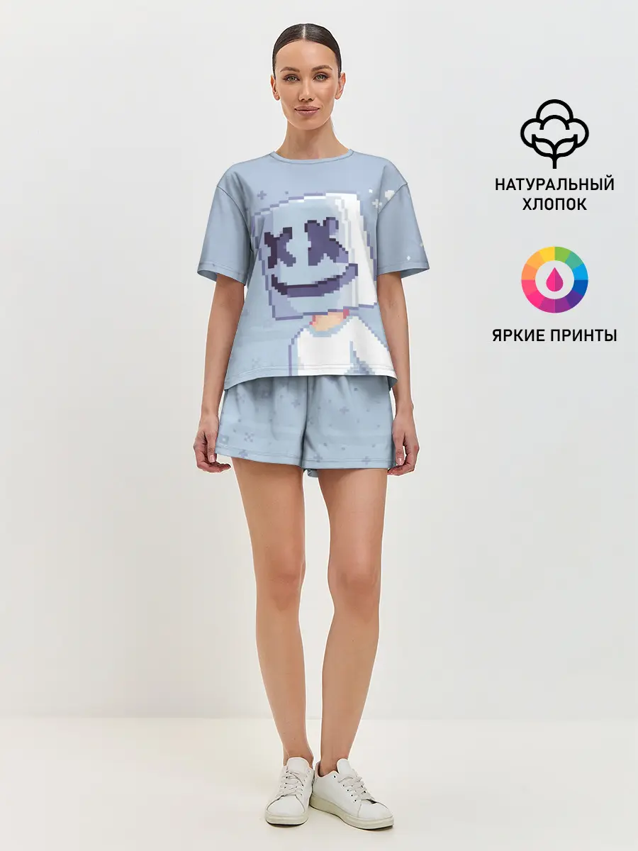 Женская пижама с шортами / Marshmello Pixel