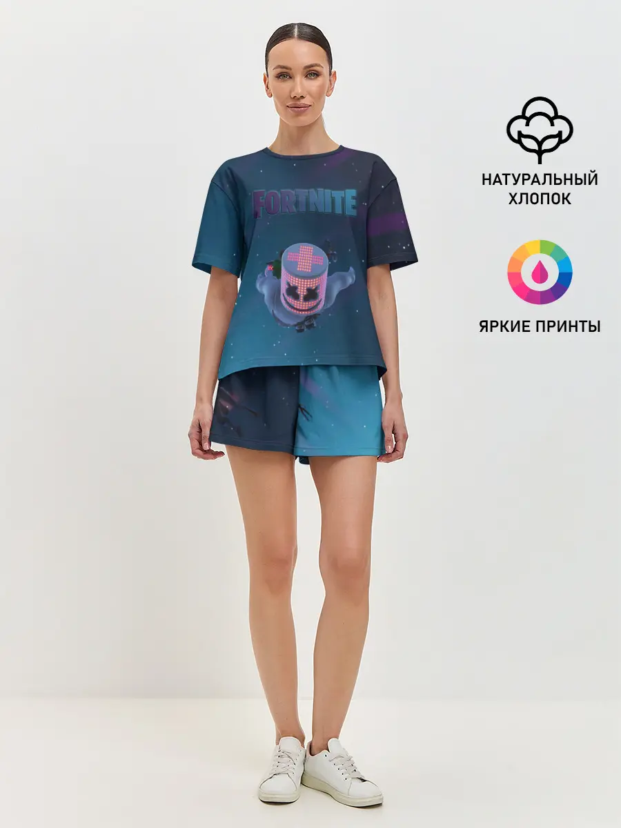 Женская пижама с шортами / Fortnite x Marshmello