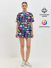 Женская пижама с шортами / Разноцветные котики