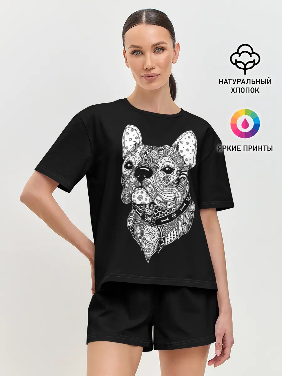 Женская пижама с шортами / Бульдог