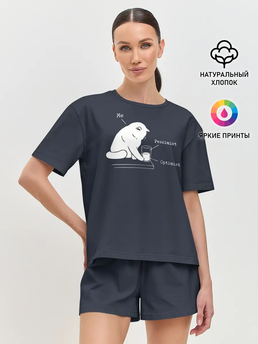 Женская пижама с шортами / Кот хулиган