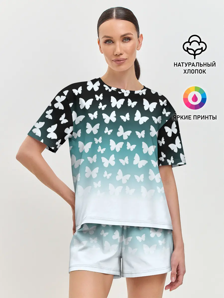 Женская пижама с шортами / Бабочки