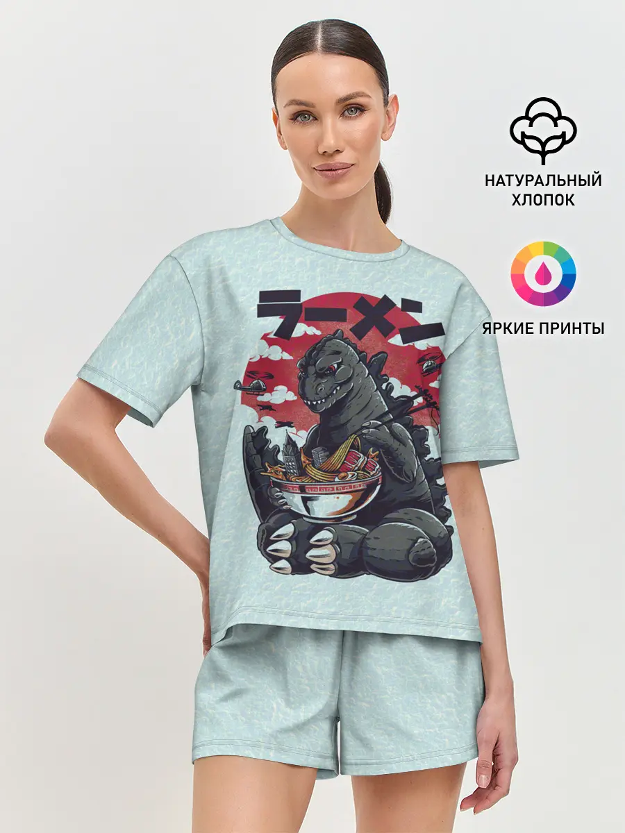 Женская пижама с шортами / Blue Godzilla