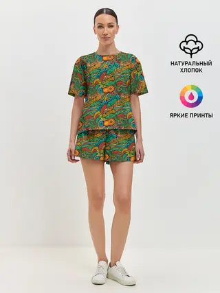 Женская пижама с шортами / Floral Ornament