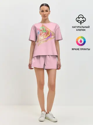 Женская пижама с шортами / Единорог