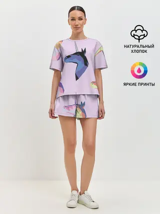 Женская пижама с шортами / Единорог