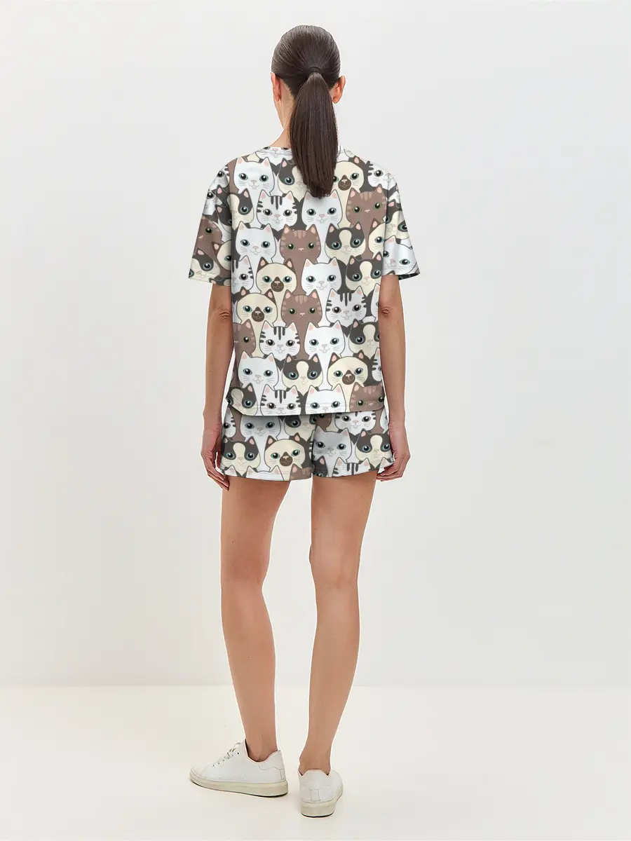 Женская пижама с шортами / Котики