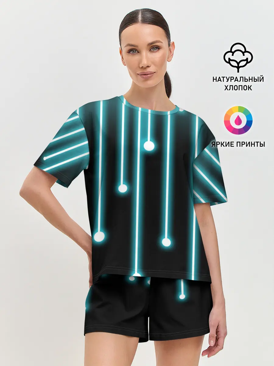 Женская пижама с шортами / Неон