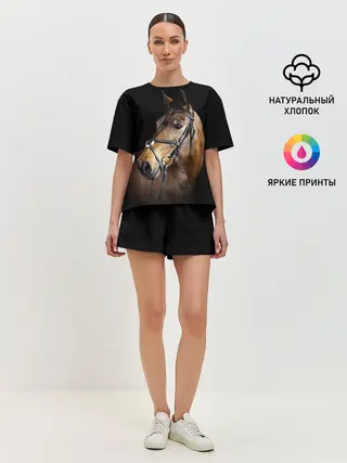 Женская пижама с шортами / Гнедая лошадь