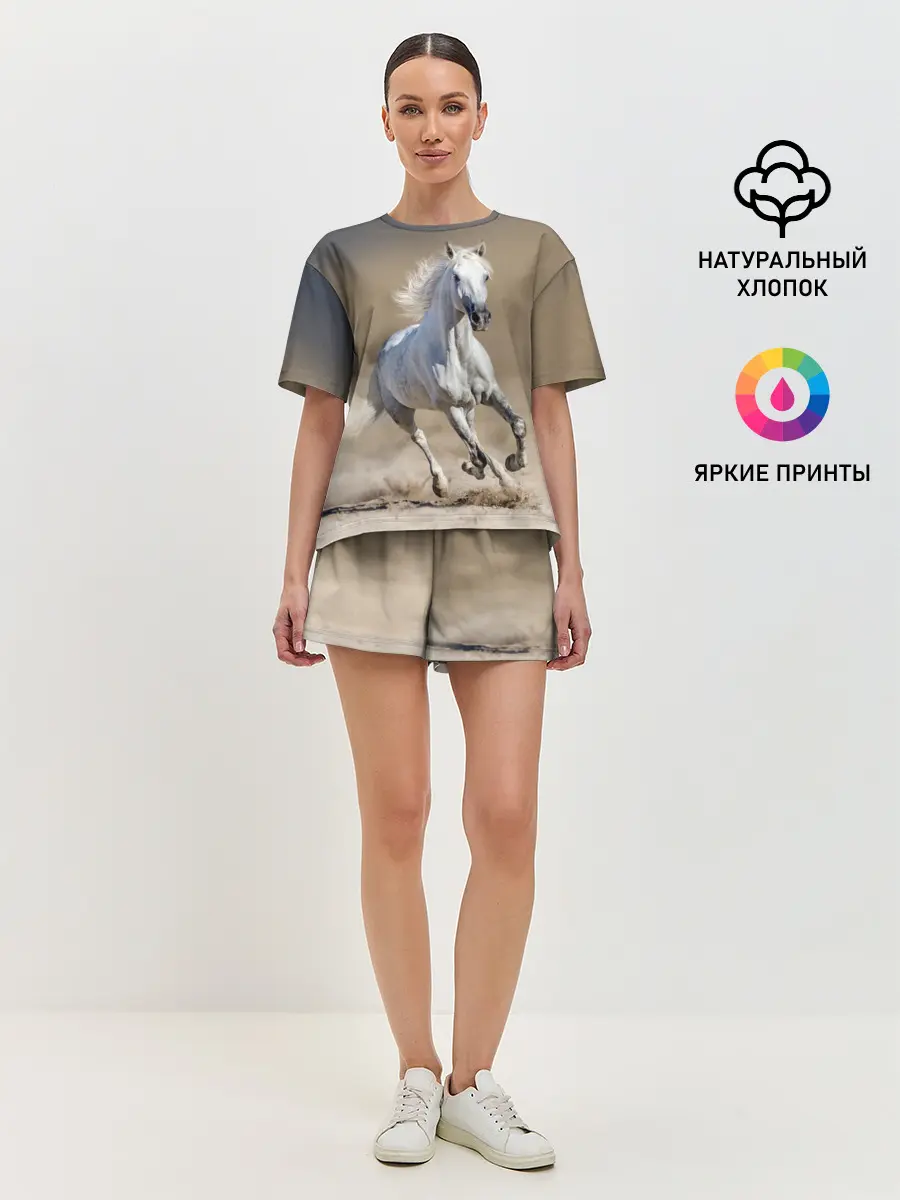Женская пижама с шортами / Белый конь