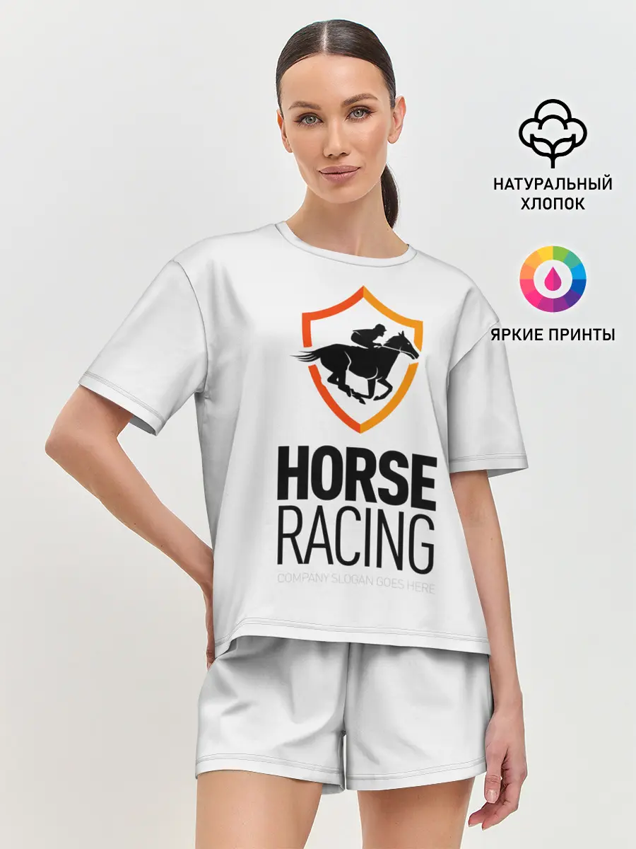Женская пижама с шортами / Horse racing