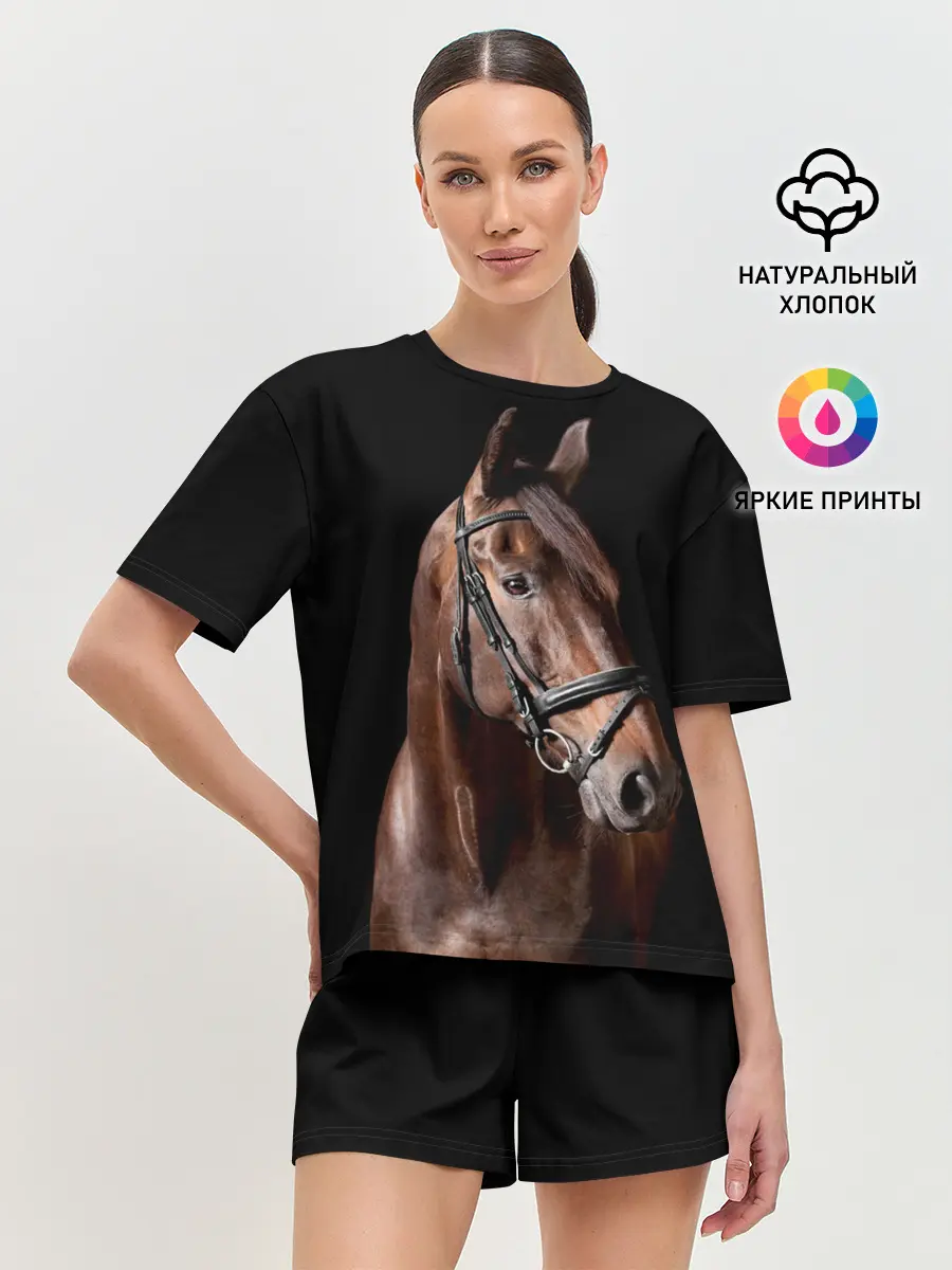 Женская пижама с шортами / Гнедая лошадь