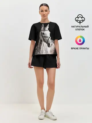 Женская пижама с шортами / Серный в яблоках конь