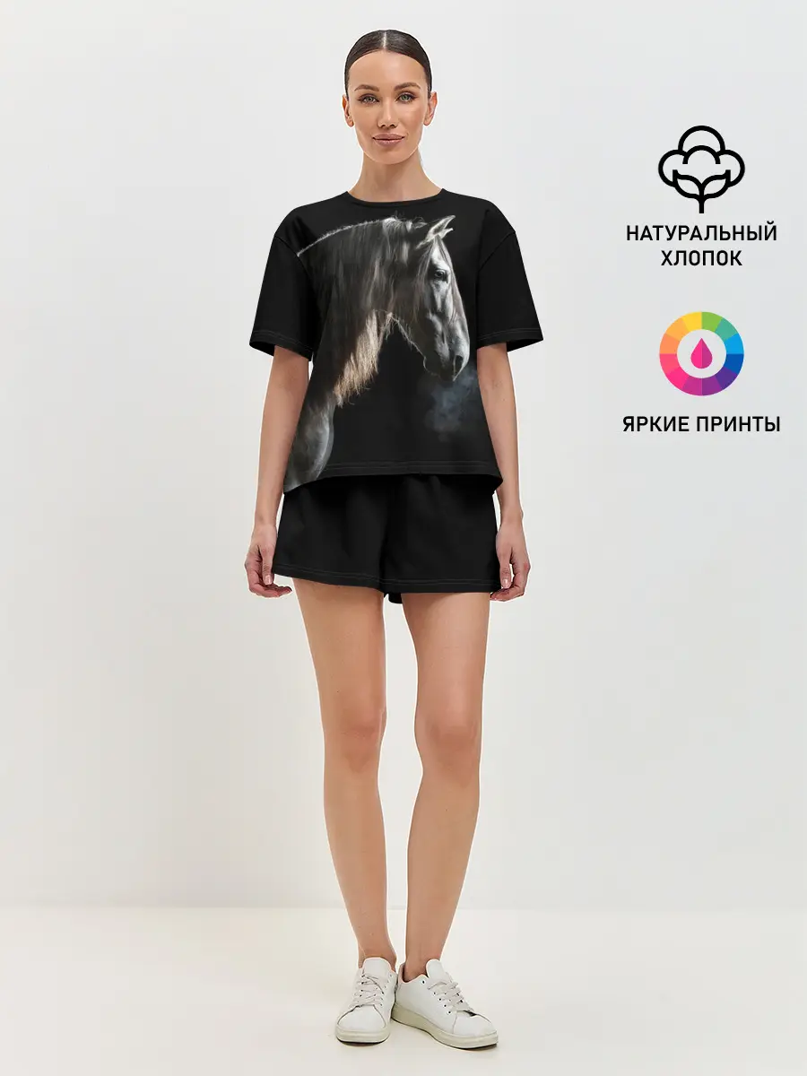Женская пижама с шортами / Серный в яблоках конь