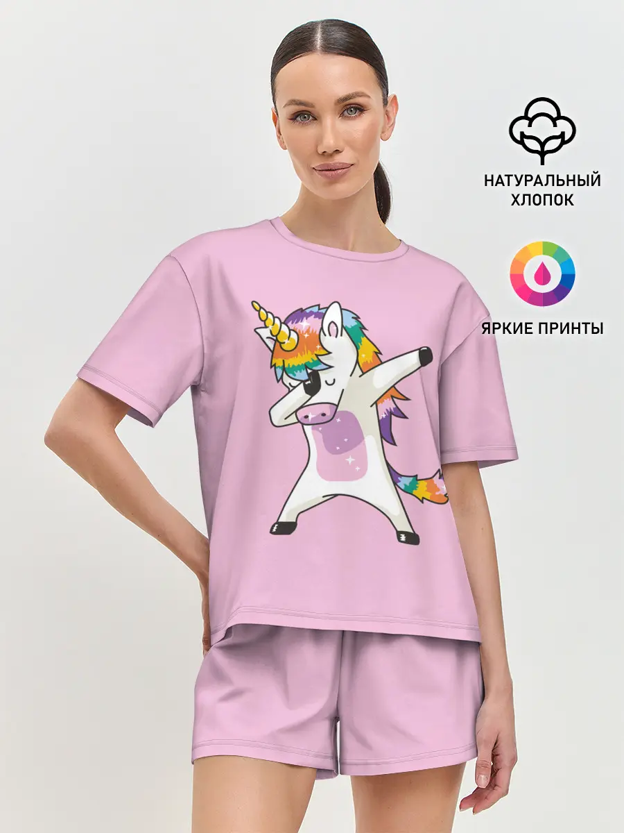 Женская пижама с шортами / Единорог