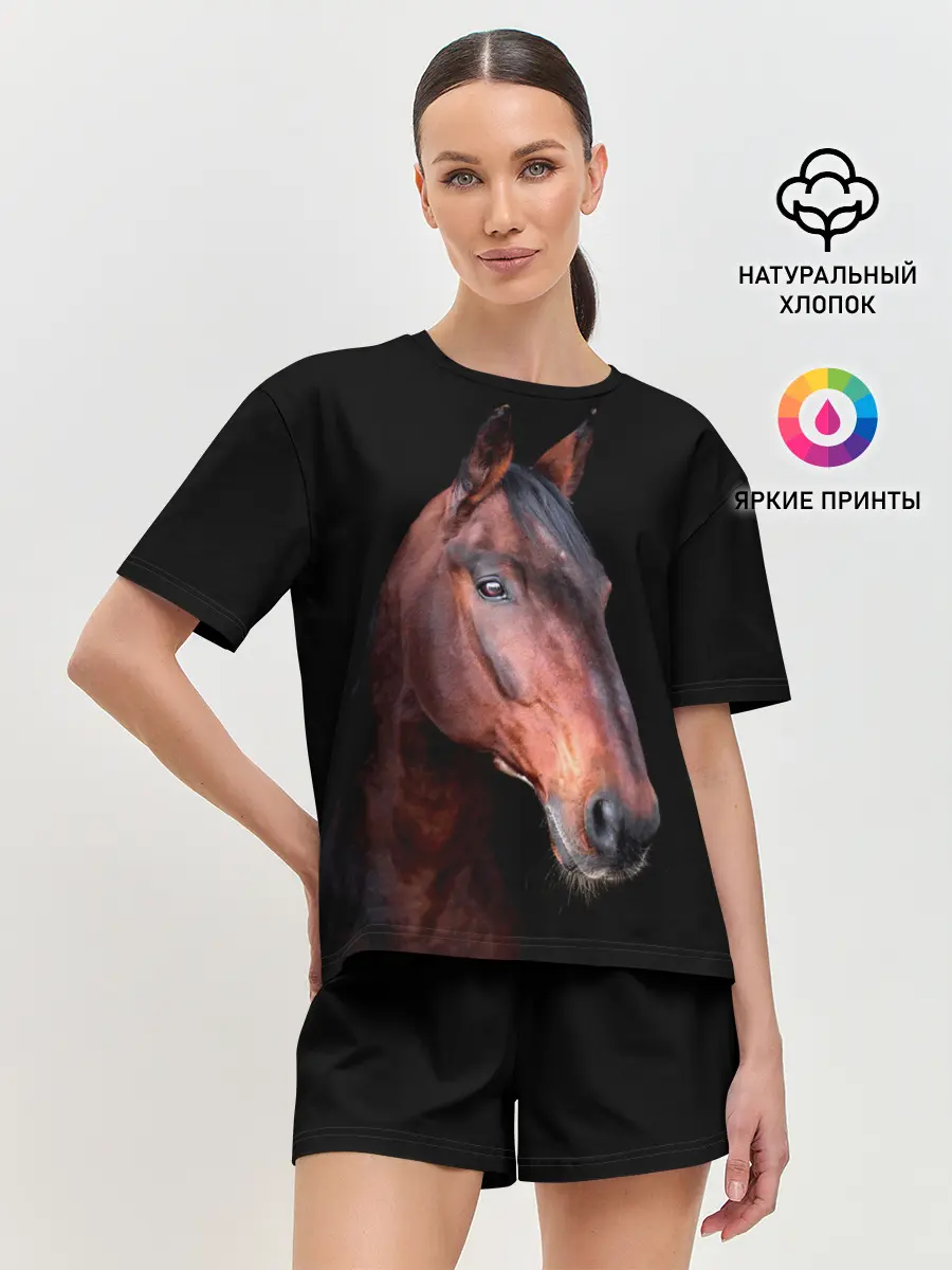 Женская пижама с шортами / Гнедая лошадь