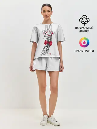 Женская пижама с шортами / Жираф