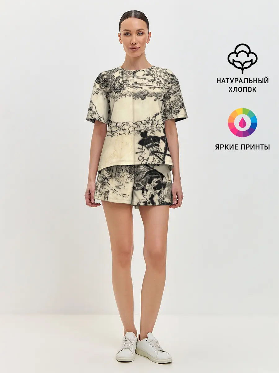 Женская пижама с шортами / Японская гравюра