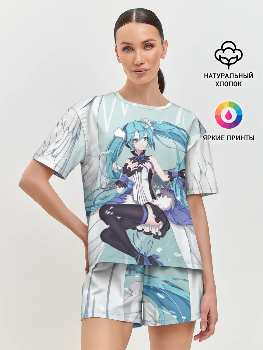 Женская пижама с шортами / Хацуне Мику с крыльями