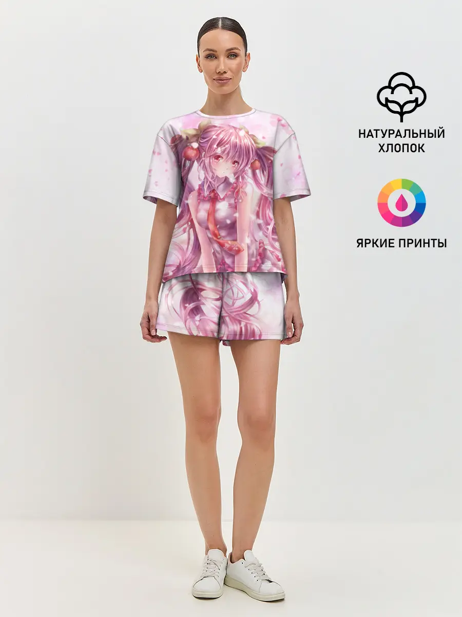 Женская пижама с шортами / Ванильная Hatsune Miku