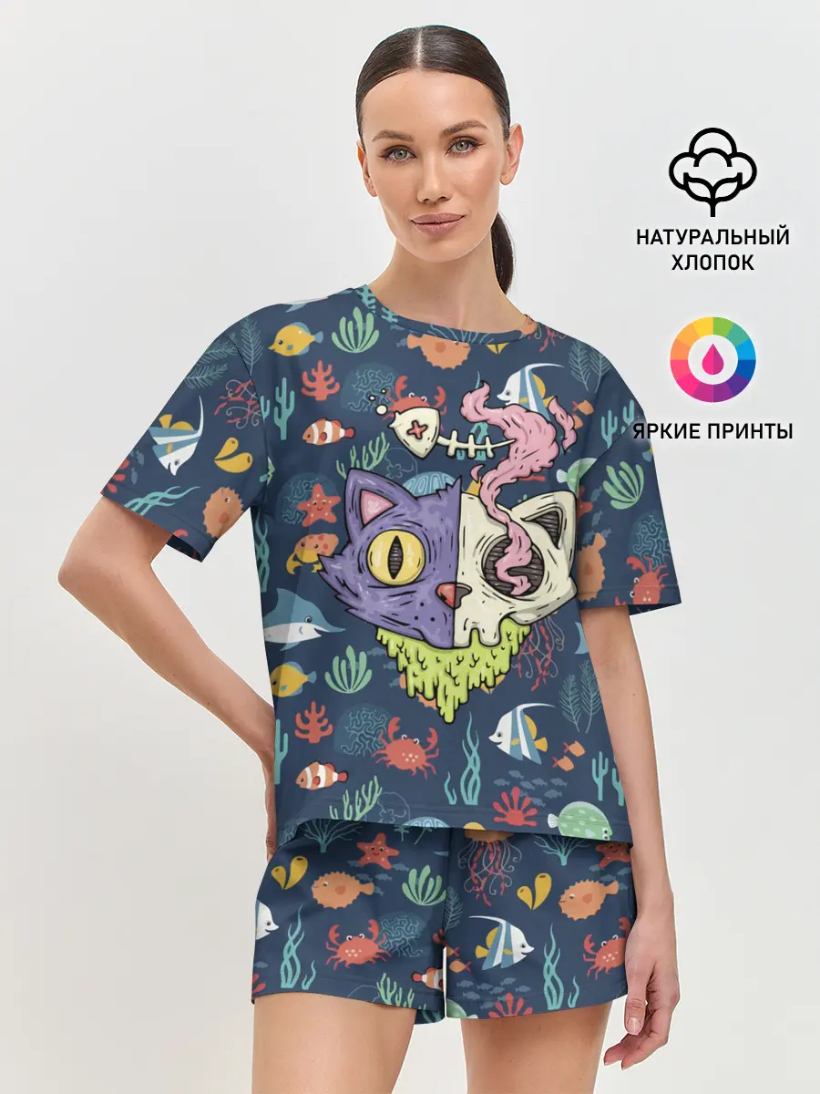 Женская пижама с шортами / Завтрак