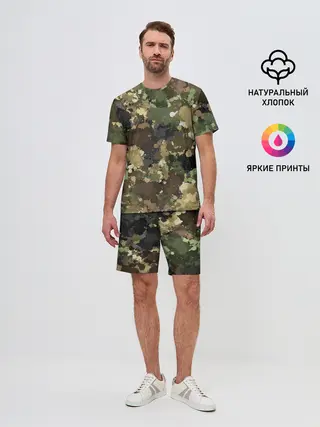 Мужской костюм с шортами / Камуфляж с кляксами