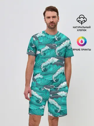 Мужской костюм с шортами / Дельфины