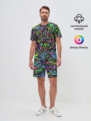 Мужской костюм с шортами / Абстрактный кот