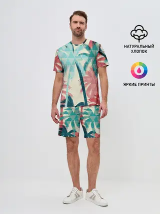 Мужской костюм с шортами / Абстракция Пальмы Текстура