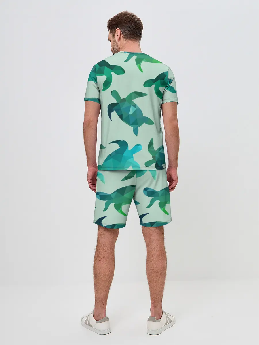 Мужской костюм с шортами / Абстракция Черепахи Полигон