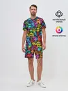 Мужской костюм с шортами / Разноцветные сердитые коты