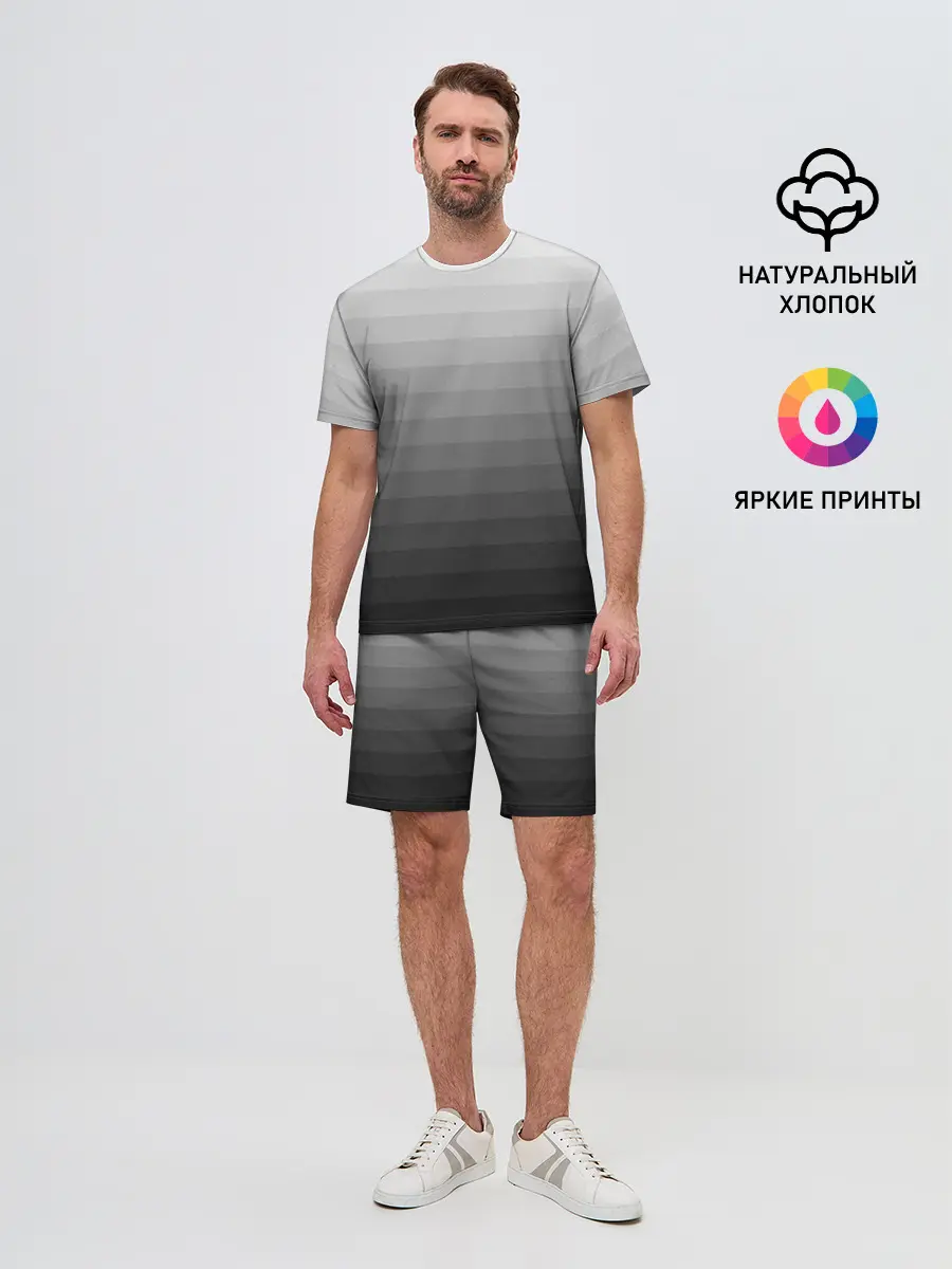 Мужской костюм с шортами / Серые полосы