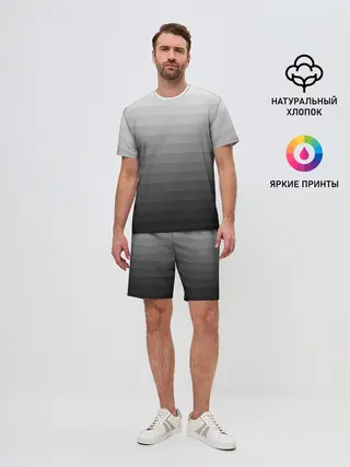 Мужской костюм с шортами / Серые полосы