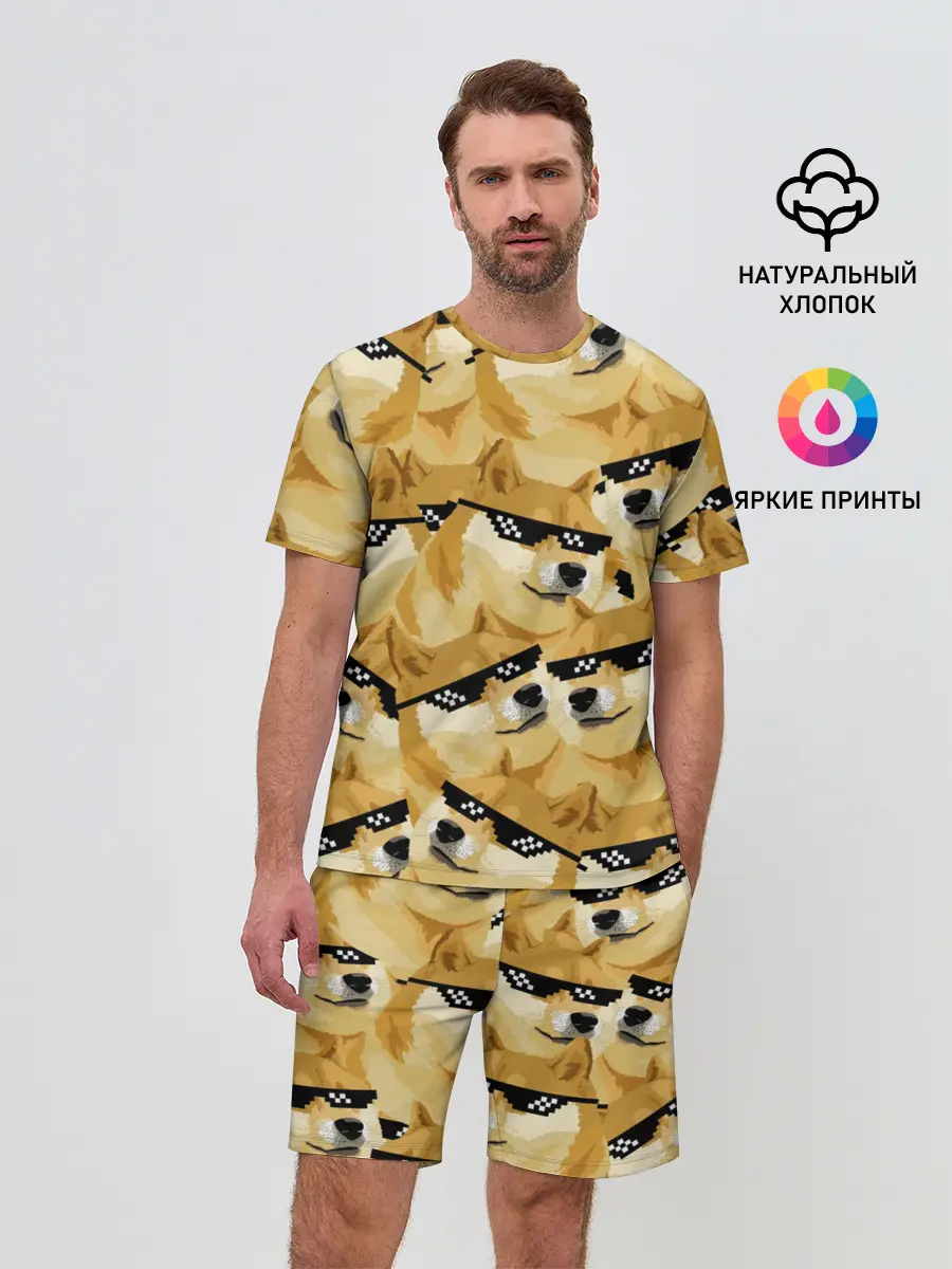 Мужской костюм с шортами / Doge мем в deal with it очках