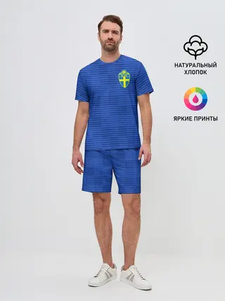 Мужской костюм с шортами / Швеция гостевая форма ЧМ 2018