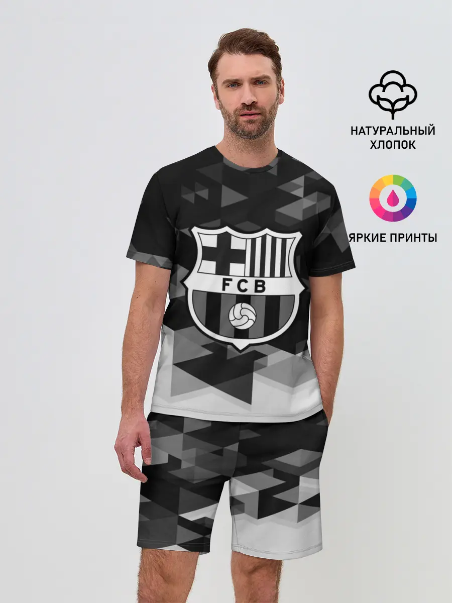 Мужской костюм с шортами / FC Barcelona sport geometry