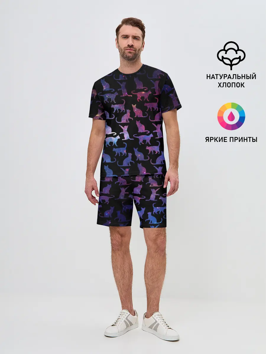 Мужской костюм с шортами / Космические Коты