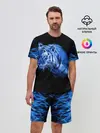 Мужской костюм с шортами / Синий тигр
