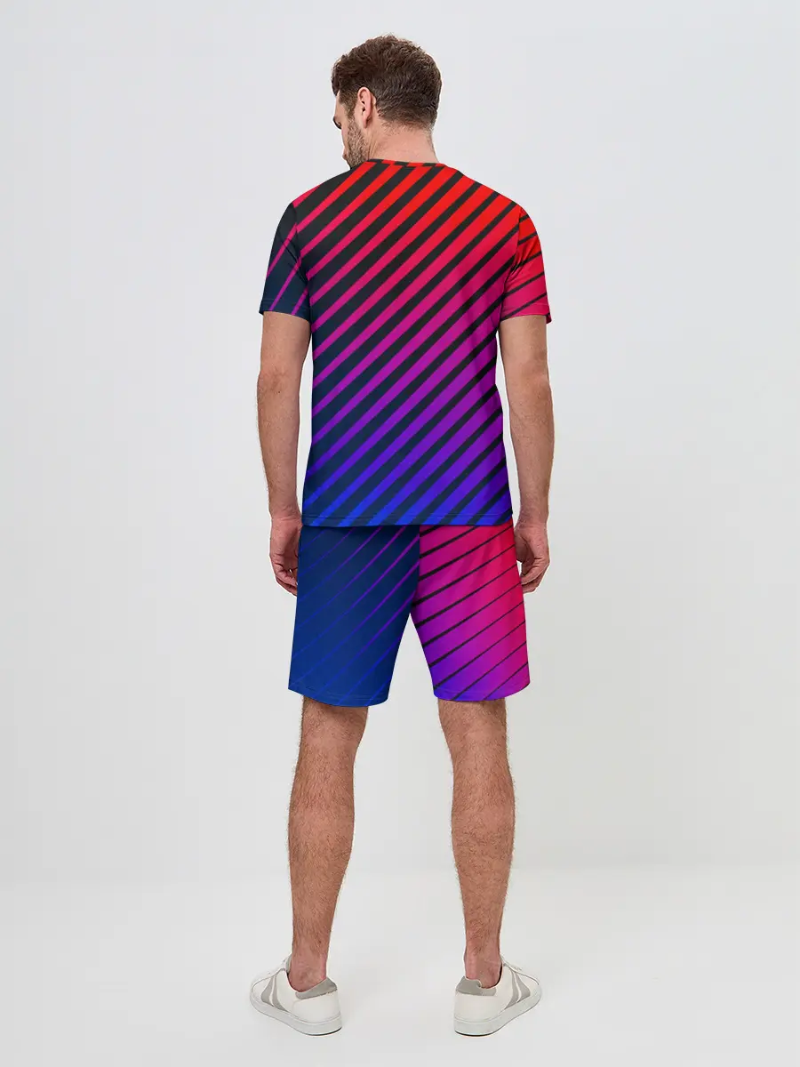 Мужской костюм с шортами / Градиентные линии
